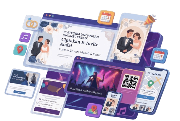 Contoh undangan digital pernikahan premium 1Klik dengan tema Sakura Bloom